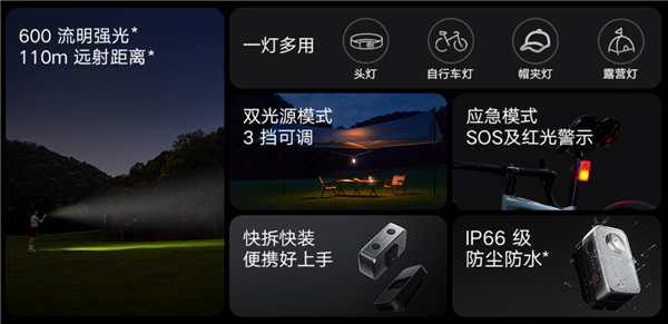 小米米家户外多功能灯开售：129元开元棋牌600流明、110米远射！(图2)